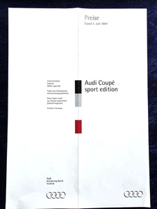 AUDI Coupe Sport Edition Preisliste Stand 01.07.1994 - Picture 1 of 2