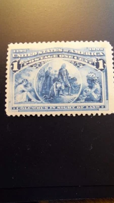  Scott #230, M/F/H, Columbian Expo, 1 cent, Deep Blue, P-12, 1893 - Image 1 of 2