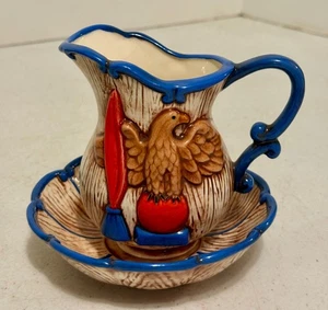 Juego de jarra y cuenco pequeño American Patrio vintage Eagle 5” de alto cerámica años 70 - Imagen 1 de 6
