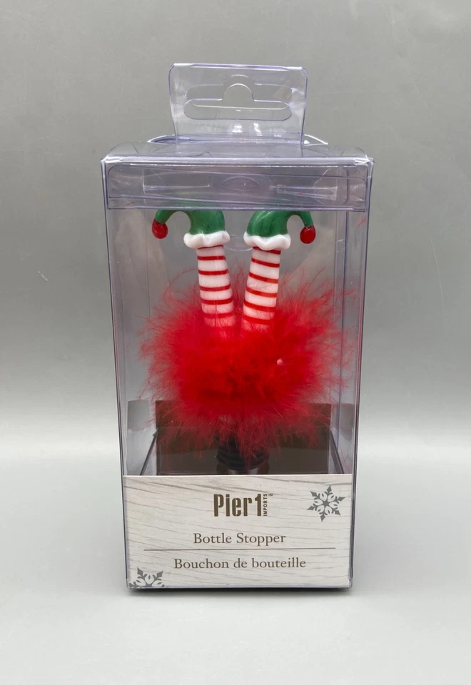 Lindo tapón de vino Pier 1 botella de elfo bocadillo temático de Navidad NUEVO Foto 1 de 4