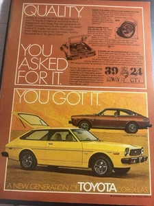 1976 Toyota Corollas SR-5 Sportcoupe Liftback Schrägheck Oldtimer Print Werbung Dekor - Bild 1 von 6
