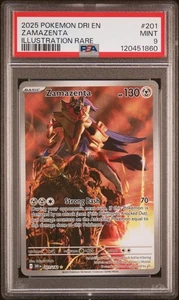 2025 POKEMON DRI EN-DESTINED RIVALS ILLUSTRATION RARE #201 ZAMAZENTA PSA 9 - Picture 1 of 2