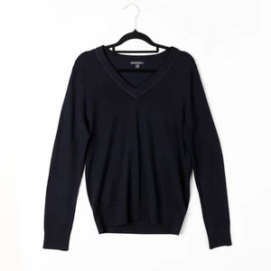 Brooks Brothers Silk-Cotton V-Neck Sweater Navy w/ Elbow Patches Men’s M - Picture 1 of 11