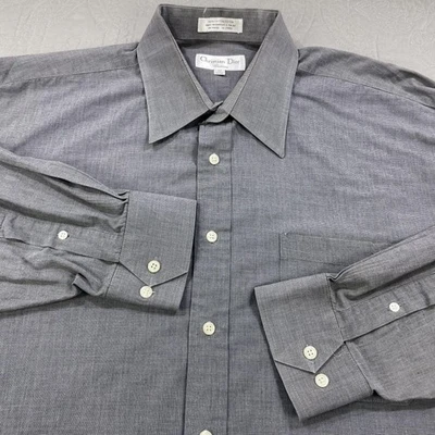 Camisa Christian Dior Chemise Para Hombre 17 34/35 Gris Vestido Manga Larga Botón Delantero Foto 1 de 4