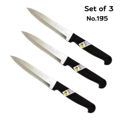 SET3 Cuchillo Kiwi Nº195 Cocina Tailandesa Mango Plástico Hoja Acero Inoxidable 5" Foto 1 de 4