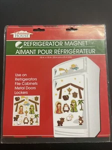 NEW!~VINTAGE CHRISTMAS HOUSE NATIVITY REFRIGERATOR MAGNETS~MANGER SCENE - Picture 1 of 2