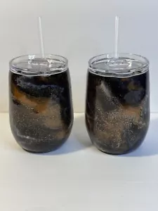 Trinkbecher für Wein oder Kaffee Isoliertasse in schönen braunen Wirbeln mit Deckel - Bild 1 von 8