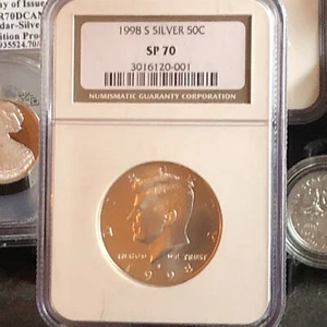 1998-S SMS Kennedy matte silver half dollar SP70 See description - Picture 1 of 2