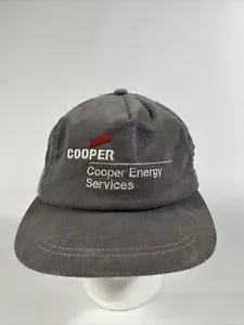 Cappello vintage Cooper Industries berretto cinturino posteriore velluto a coste servizio energetico uomo anni 90 - Foto 1 di 10