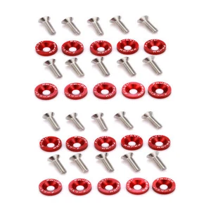 20pcs M6 Bolts Red Aluminum Fender/Bumper Washer/Bolt Engine Bay Dress Up Kits - Picture 1 of 12