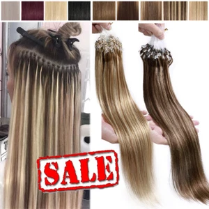 100% Human Hair Micro Ring Loop Tips Remy Micro Beads Link Hair Extensions THICK - Picture 1 of 46