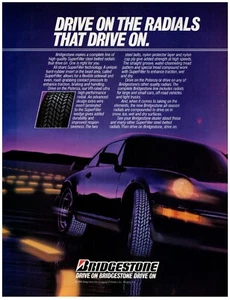 PRINT AD, 1984 Bridgestone Tires Drive The Radials That Drive On Porsche Night - Picture 1 of 1