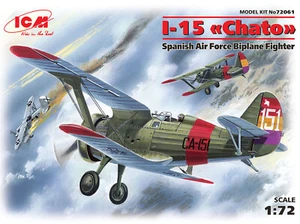 Scale Model Kit 1/72 ICM 72061 I-15 “Chato” Spanish Air Force Biplane Fighter - Picture 1 of 5
