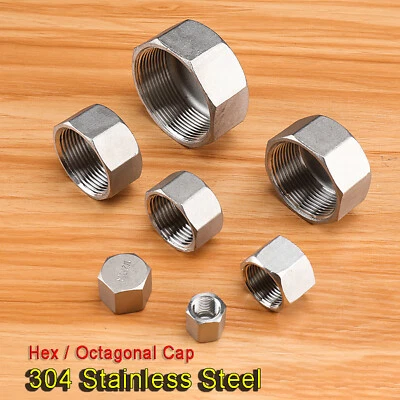 Stainless Steel 304 Female BSP Threaded End Cap Pipe Fitting Tubing Stop 1/4"~2" - Image 1 of 4