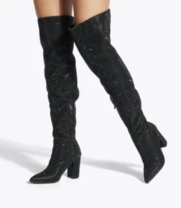 Womens Crystal Thigh High Boot Womens Over The Knee high boots - Picture 1 of 8