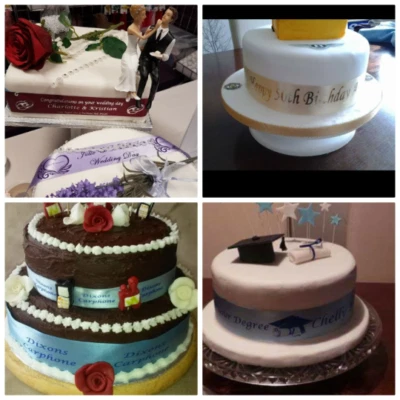 JTS RIBBON DESIGN 38mm Personalised Gift Ribbon 1 or 3 Metres Cakes Birthdays Christenings