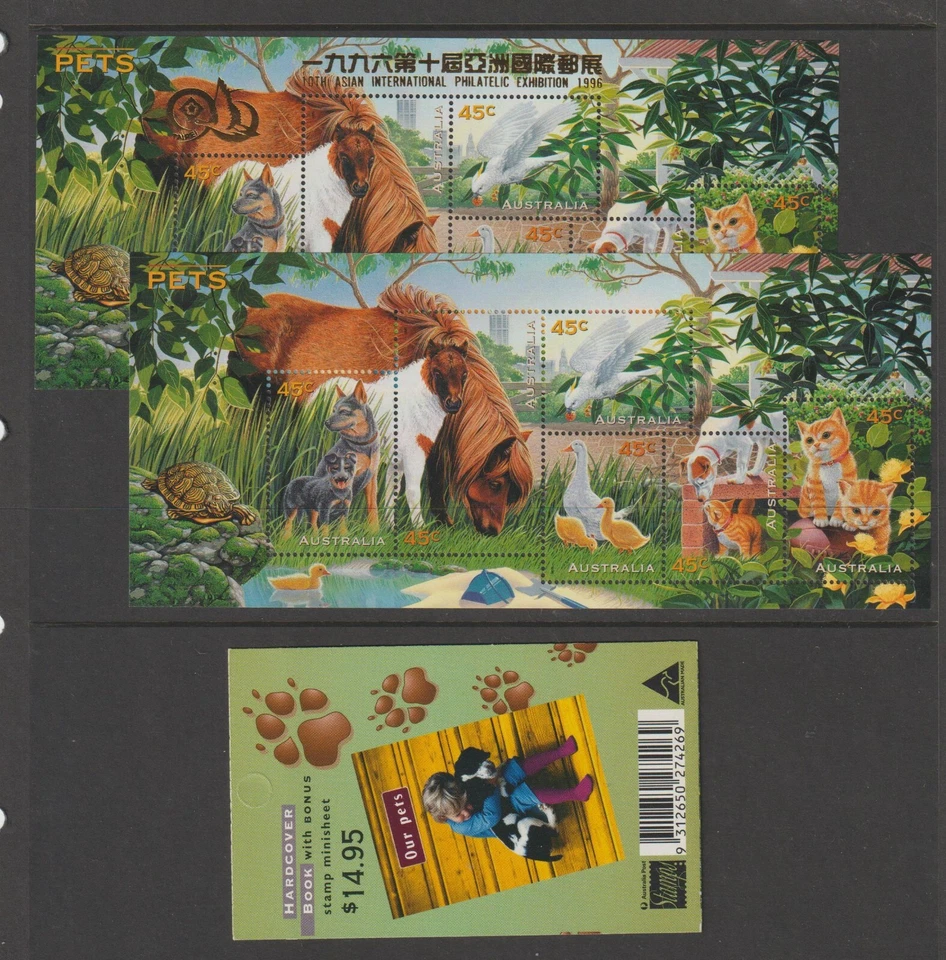 AUSTRALIA 1996 PETS M/S; BOOKLET & EXHIBITION OVPT (VF/MNH) - Image 1 of 1