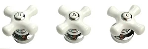 Porcelain Handle 3-pcs Set Chrome Finish Fits Price Pfister Shower Valve 3233... - Picture 1 of 5