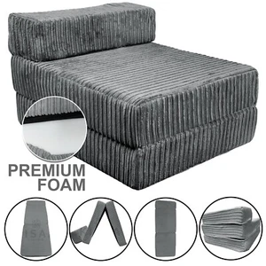 JUMBO CORD SINGLE CHAIR SOFA CHARCOAL COLOR Z BED SEAT FOAM FOLD OUT FUTON GUEST - Picture 1 of 7