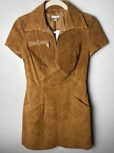 NWT Ecote For Urban Outfitters Size 0 Cognac Suede Mini Dress $298 Festival - Picture 1 of 3