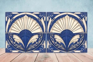 Art Deco Design Keramikfliesen - 2er Set Art Deco Wanddeko Fliesen, Art Deco Fliese - Bild 1 von 3