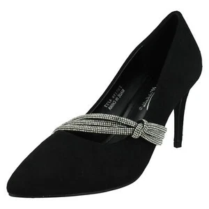 Zapatos De Dama Anne Michelle F9R0118 Negros Con Adorno Plateado - Imagen 1 de 9