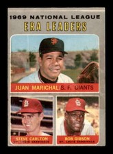 1970 O-Pee-Chee #67 Steve Carlton/Bob Gibson/Juan Marichal NL ERA Leaders VGEX X