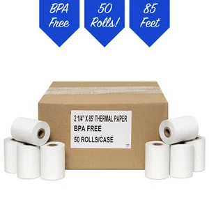 2 1/4" x 85' First Data FD130 FD50 FD55 FD100Ti Thermal Paper 50 Rolls !!! - Picture 1 of 4