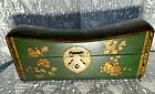 Papier Mache Wood Green Chinese Trinket, Jewelry or Sewing supplies Box