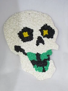 Vintage Halloween Decoration, Melted Plastic Popcorn Skull 16" Wall Hanging - Picture 1 of 2