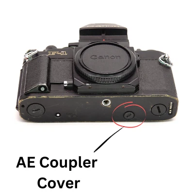 Canon F-1n AE coupler cap cover drive tappo di copertura avvolgitore New F-1 di Ausgeknipst