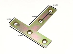Flat T Mending Repair Connector Plate 75mm X 16mm YZP ( Pack 4 ) - Picture 1 of 1
