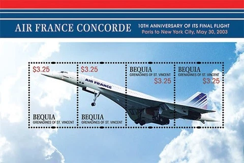 Bequia 2013 - Air France Concorde - Sheet of 4 Stamps - MNH Cover