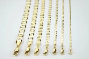 Authentische 10K massive Gelbgold Mariner Halskette Gliederkette 2mm-7,5mm 16"~30" - Bild 1 von 17