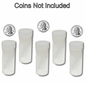 Round Quarter Coin Tubes Storage 24mm by BCW 5 pack - Picture 1 of 2