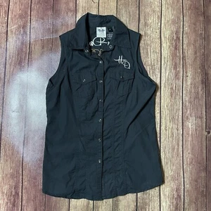 Harley Davidson 110th Anniversary Womens Black Vest Sleeveless Size Small - Picture 1 of 4