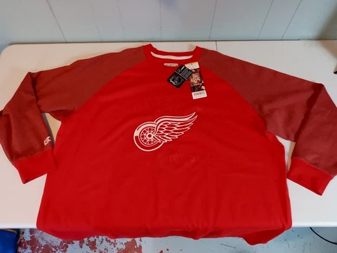 NWT CCM Detroit Red Wings Fleece Long Sleeve Crew Sweater 4XL 100 Years Hockey Cover
