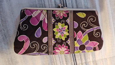 Cartera monedero de identificación de algodón acolchada negra, rosa, púrpura, verde VERA BRADLEY Foto 1 de 4