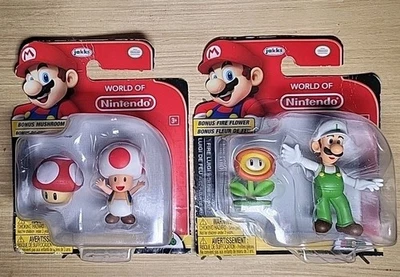 LOTE DE 2 World of Nintendo Jakks Super Mario 2.5" com POWER-UP Toad+ Fire Luigi - Imagem 1 de 4