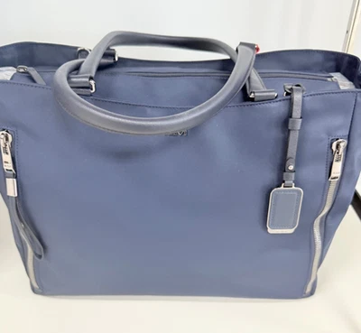 NWT Tumi Voyageur VALETTA LARGE Tote Laptop Carryall Bag - INDIGO BLUE w/ SILVER - Image 1 of 3