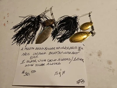 Falda negra sin usar 2 MEPPS Bass Killer Spinnerbait 3/8 oz 1 hoja dorada 1 plateada Foto 1 de 2