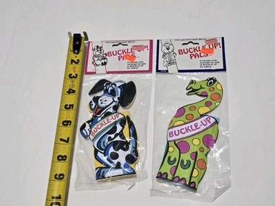 复古 1989 扣扣! Pals 安全带环绕盖趣味汽车安全狗恐龙 — 第 1/4 张图片