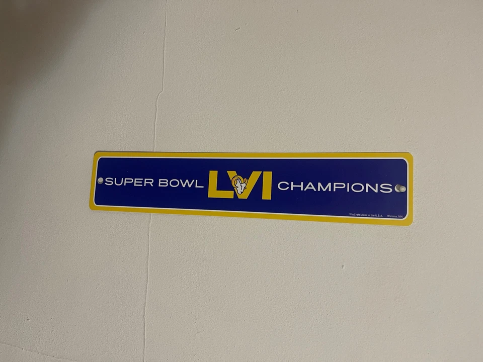 Letrero de calle de plástico de los Angeles Rams Super Bowl LVI 3x19 NFL CIERRE DESCUENTO Foto 1 de 1