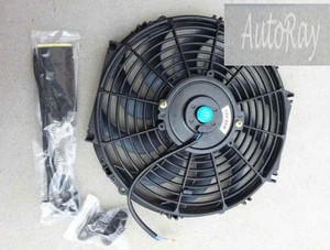 12'' 12V 12 inch 12 V Thermo Radiator Cooling Fan & Mounting Kits CURVED BLADE - Picture 1 of 6