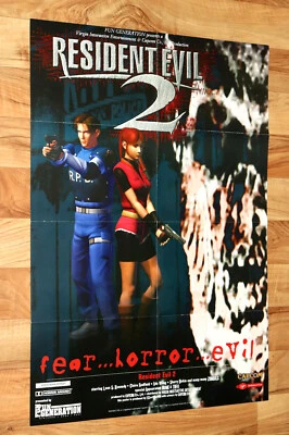 1997 Resident Evil 2 Leon & Claire Redfield Vintage Rare Poster 81x57cm Capcom  - Image 1 of 4
