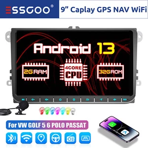 9" Android 13 Carplay Autoradio GPS Navigation 2+32G Per VW GOLF 5 6 Plus Caddy - Foto 1 di 16