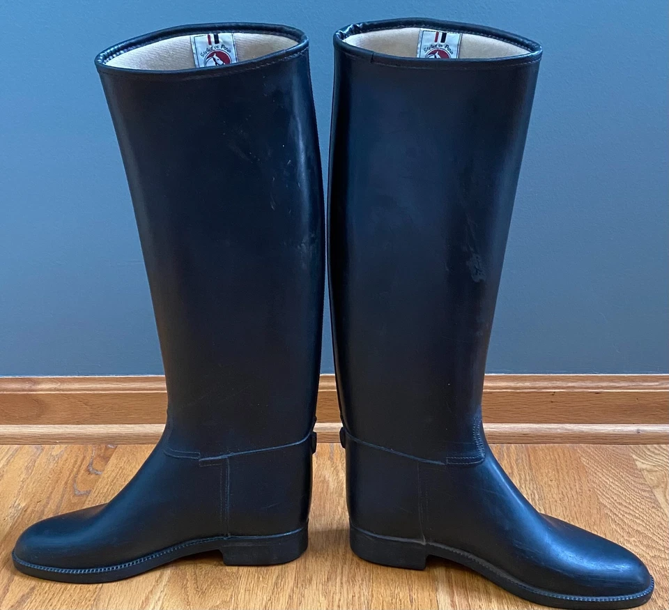 Cottage Craft Black Rubber Equestrian Horse Riding Boots 39 M Knee High Israel - Image 1 of 4