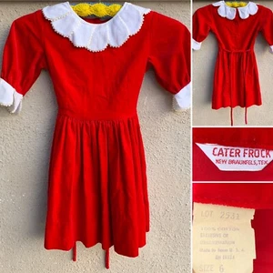 Vintage Cater Frock New Braunfels, Tex Kleid roter Samt mit weißen 6 - Bild 1 von 12
