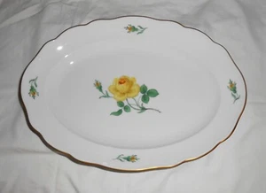 Antico piatto grande Meissen rosa gialla RARO - Foto 1 di 2