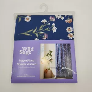 Blue Floral Shower Curtain "Maeve" by Wild Sage 72x72 100% Cotton - Picture 1 of 7